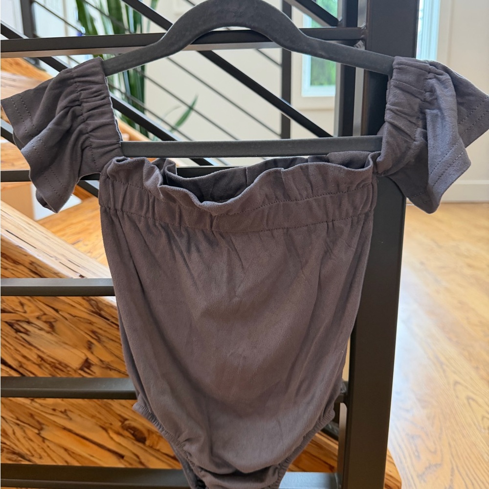 Gray Off-Shoulder Bodysuit